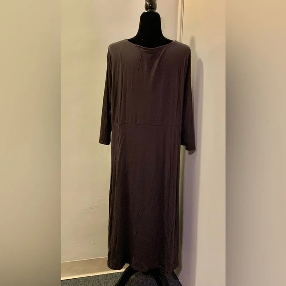 EILEEN FISHER Tencel Stretch Jersey Bateau Neck Midi Dress in Dark Gray - Picture 7 of 11